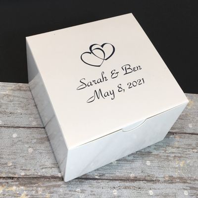 Personalized White Cake or Candy Favor Box 4x4x3 (150)