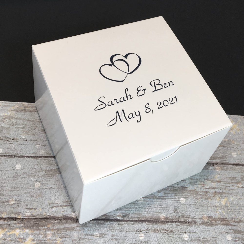 Personalized White Cake or Candy Favor Box 4x4x3 (150)