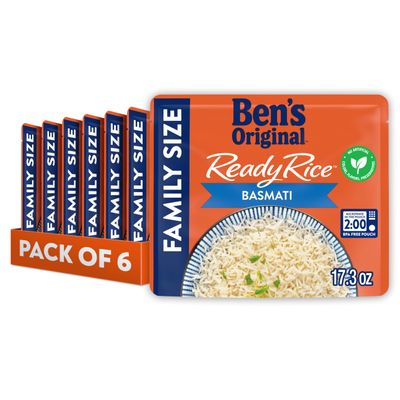 BEN'S ORIGINAL READY RICE Basmati Rice, Family Size, 17.3 OZ Pouch (Pack of 6)