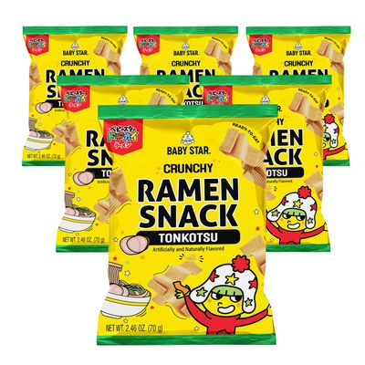 Baby Star Crunchy Ramen Snack Wide - Tonkotsu 2.46oz (6 Pack)
