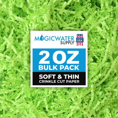 MagicWater Supply - 2 oz - Lime Green - Soft & Thin Crinkle Cut Paper Shred Filler great for Gift Wrapping, Basket Filling, Birthdays, Weddings, Anniversaries, Valentines Day, and other occasions