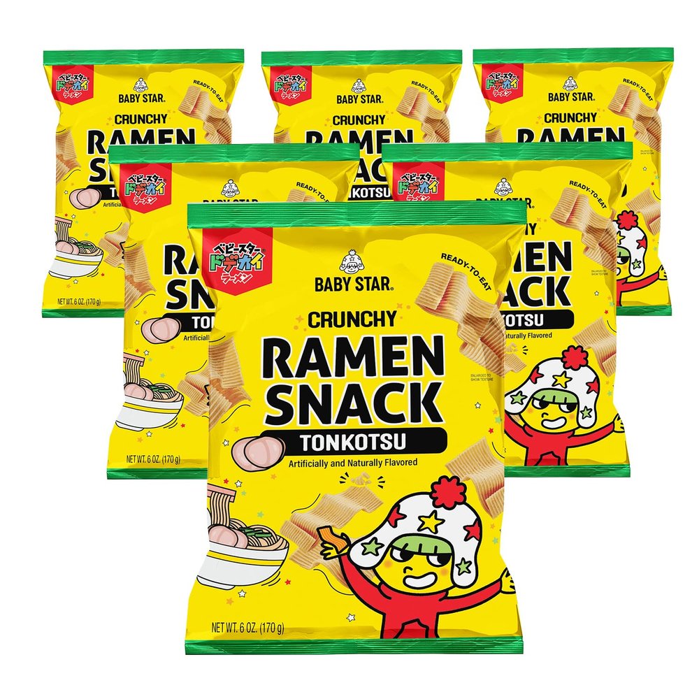 Baby Star Crunchy Ramen Snack Wide - Tonkotsu 5.99oz (6 Pack)