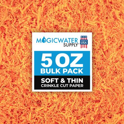 MagicWater Supply - 5 oz - Orange - Soft & Thin Crinkle Cut Paper Shred Filler great for Gift Wrapping, Basket Filling, Birthdays, Weddings, Anniversaries, Valentines Day, and other occasions