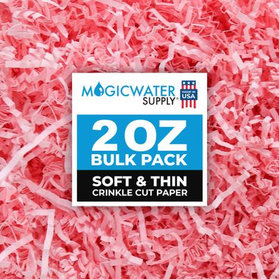 MagicWater Supply - 2 oz - Pink - Soft & Thin Crinkle Cut Paper Shred Filler great for Gift Wrapping, Basket Filling, Birthdays, Weddings, Anniversaries, Valentines Day, and other occasions