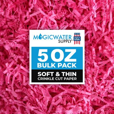 MagicWater Supply - 5 oz - Raspberry - Soft & Thin Crinkle Cut Paper Shred Filler great for Gift Wrapping, Basket Filling, Birthdays, Weddings, Anniversaries, Valentines Day, and other occasions