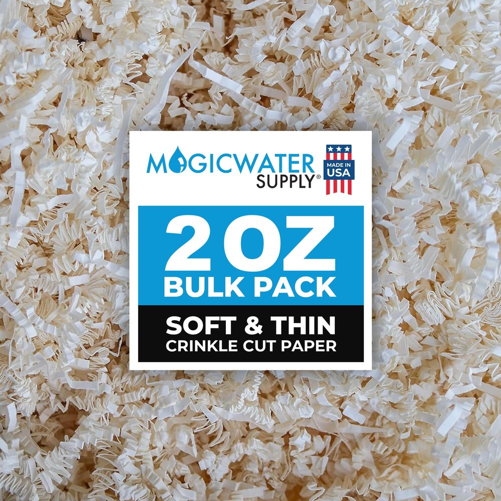 MagicWater Supply - 2 oz - Cream - Soft & Thin Crinkle Cut Paper Shred Filler great for Gift Wrapping, Basket Filling, Birthdays, Weddings, Anniversaries, Valentines Day, and other occasions