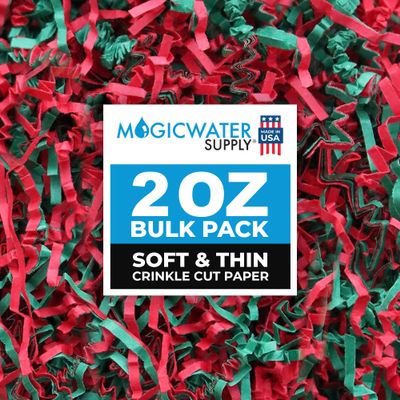 MagicWater Supply - 2 oz - Green & Red - Soft & Thin Crinkle Cut Paper Shred Filler great for Gift Wrapping, Basket Filling, Birthdays, Weddings, Anniversaries, Valentines Day, and other occasions