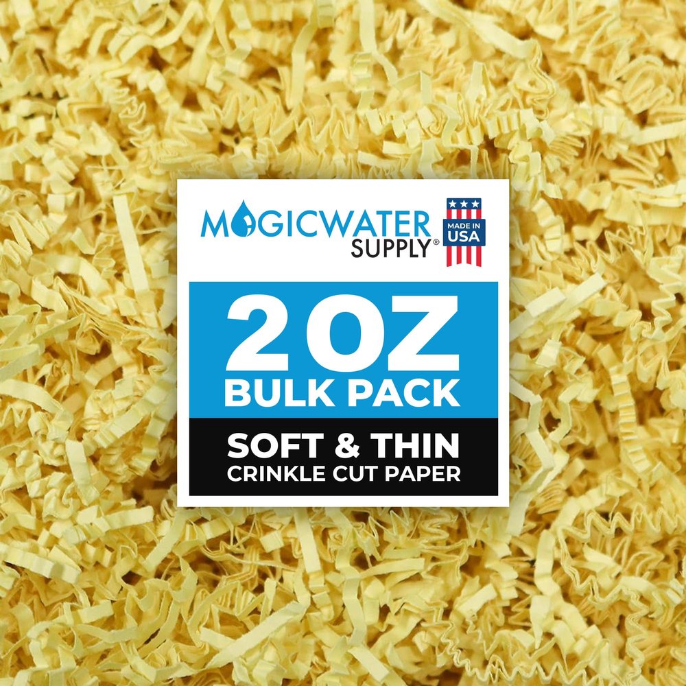 MagicWater Supply - 2 oz - Canary - Soft & Thin Crinkle Cut Paper Shred Filler great for Gift Wrapping, Basket Filling, Birthdays, Weddings, Anniversaries, Valentines Day, and other occasions