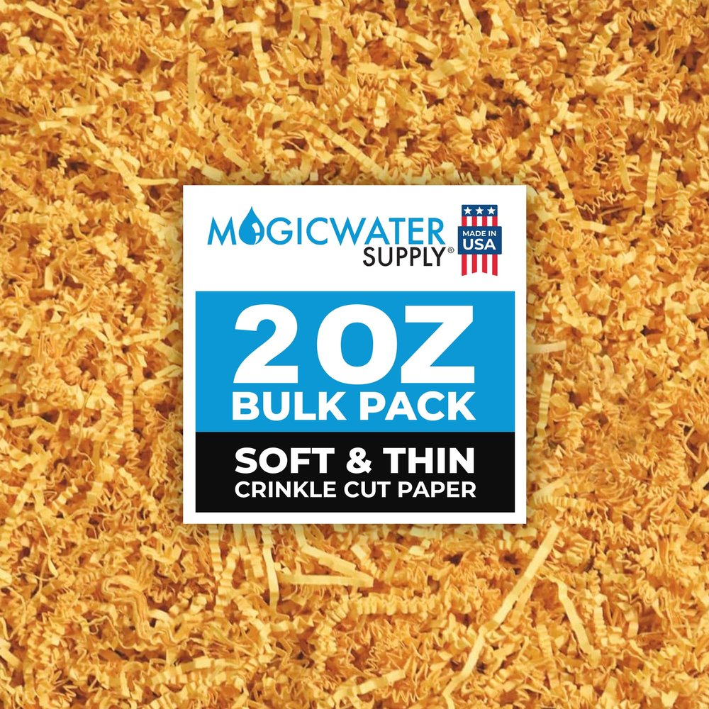 MagicWater Supply - 2 oz - Yellow - Soft & Thin Crinkle Cut Paper Shred Filler great for Gift Wrapping, Basket Filling, Birthdays, Weddings, Anniversaries, Valentines Day, and other occasions