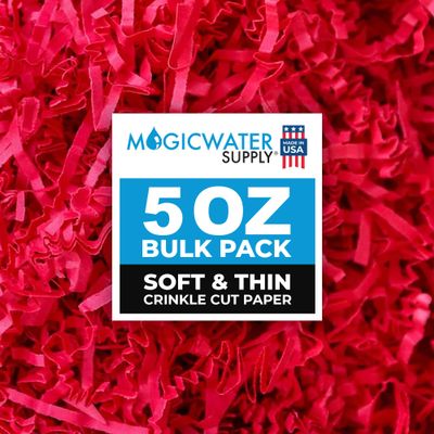 MagicWater Supply - 5 oz - Red - Soft & Thin Crinkle Cut Paper Shred Filler great for Gift Wrapping, Basket Filling, Birthdays, Weddings, Anniversaries, Valentines Day, and other occasions