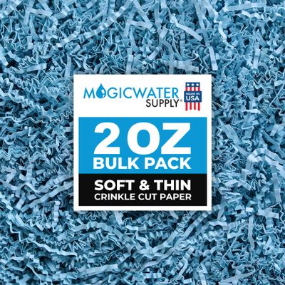 MagicWater Supply - 2 oz - Baby Blue - Soft & Thin Crinkle Cut Paper Shred Filler great for Gift Wrapping, Basket Filling, Birthdays, Weddings, Anniversaries, Valentines Day, and other occasions