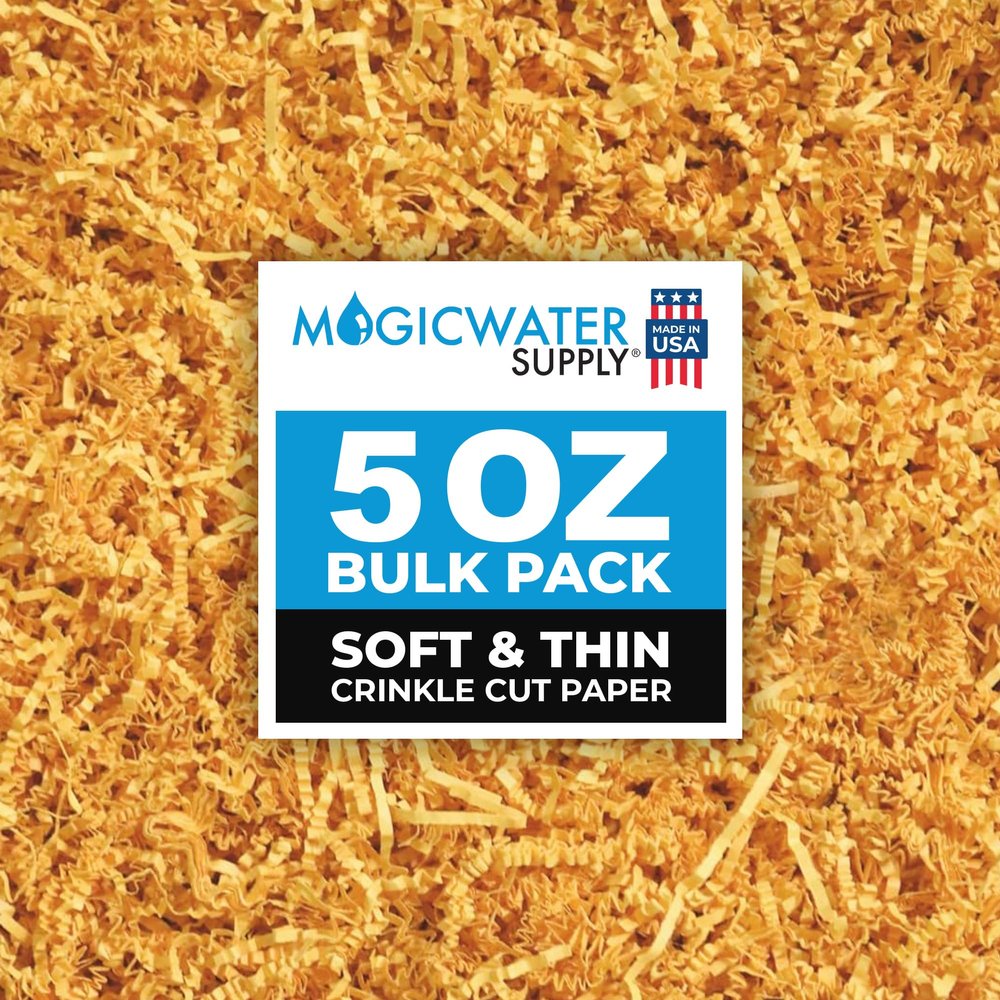 MagicWater Supply - 5 oz - Yellow - Soft & Thin Crinkle Cut Paper Shred Filler great for Gift Wrapping, Basket Filling, Birthdays, Weddings, Anniversaries, Valentines Day, and other occasions