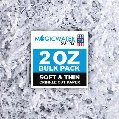 MagicWater Supply - 2 oz - White - Soft & Thin Crinkle Cut Paper Shred Filler great for Gift Wrapping, Basket Filling, Birthdays, Weddings, Anniversaries, Valentines Day, and other occasions