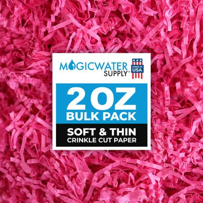 MagicWater Supply - 2 oz - Raspberry - Soft & Thin Crinkle Cut Paper Shred Filler great for Gift Wrapping, Basket Filling, Birthdays, Weddings, Anniversaries, Valentines Day, and other occasions