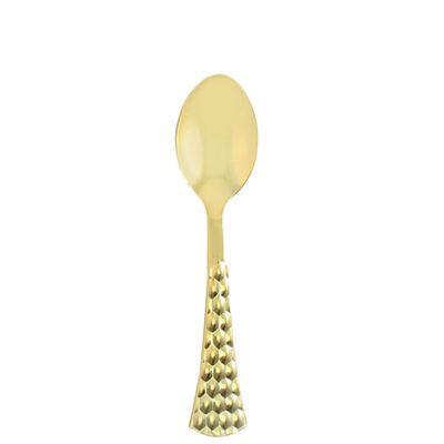 EcoQuality Gold Hammered Disposable Plastic Tea Spoon - Heavy Weight Plastic Gold Cutlery, Disposable Utensils, Silverware for Wedding, Birthday, Event Planning, Baby Shower, Anniversaries (20 PACK)