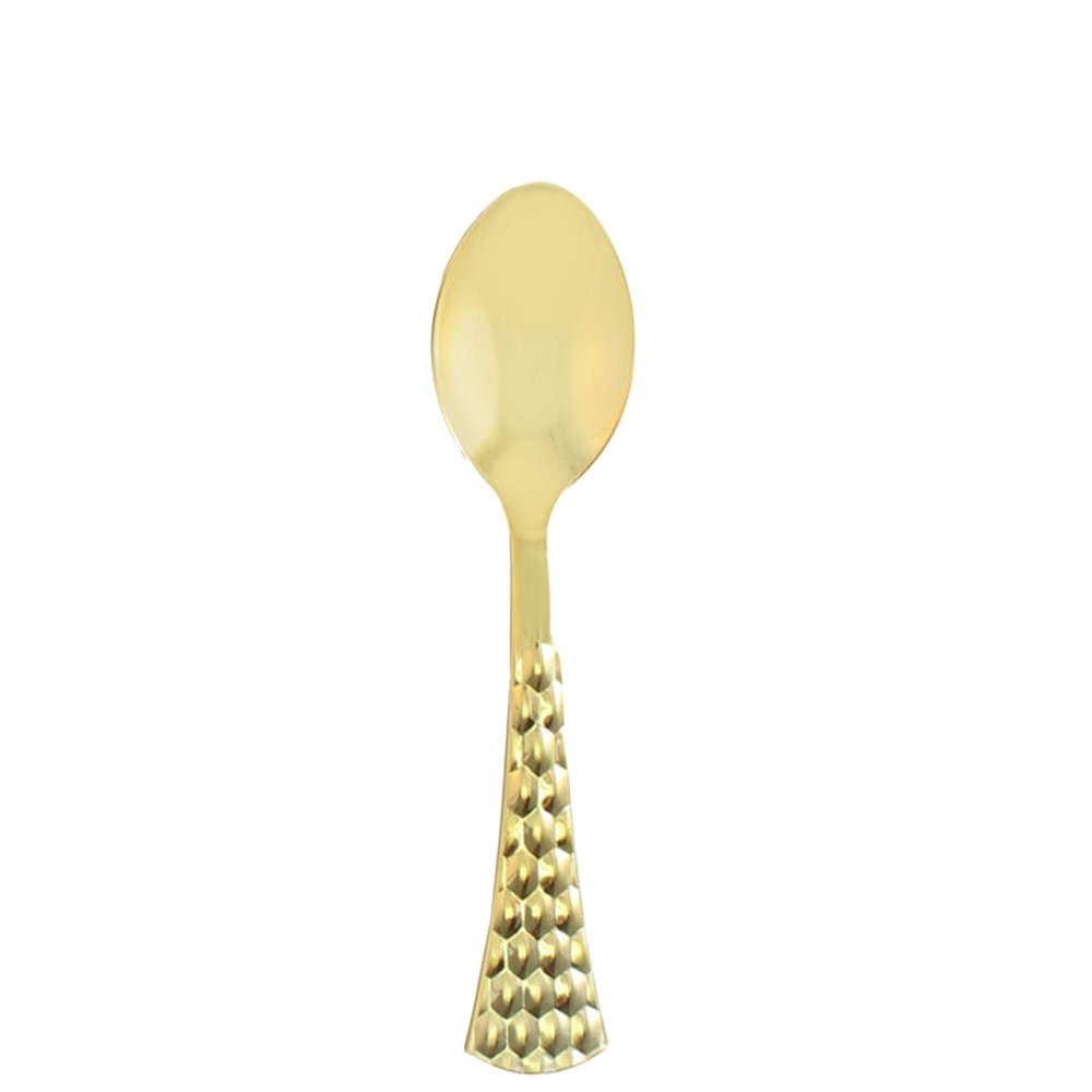 EcoQuality Gold Hammered Disposable Plastic Tea Spoon - Heavy Weight Plastic Gold Cutlery, Disposable Utensils, Silverware for Wedding, Birthday, Event Planning, Baby Shower, Anniversaries (20 PACK)
