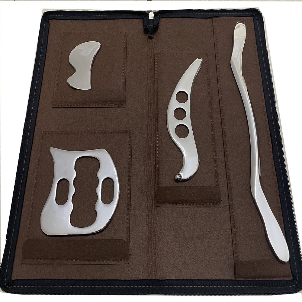 NCCYOOT Gua sha Tool Stainless Steel gua sha-Set 4pcs -iastm Tool Gussha Massage Tool Muscle Scraping Tool for Soft Tissue Therapy and Reduce Arms,Back, Legs, Shoulder Muscle Pain(HH1)