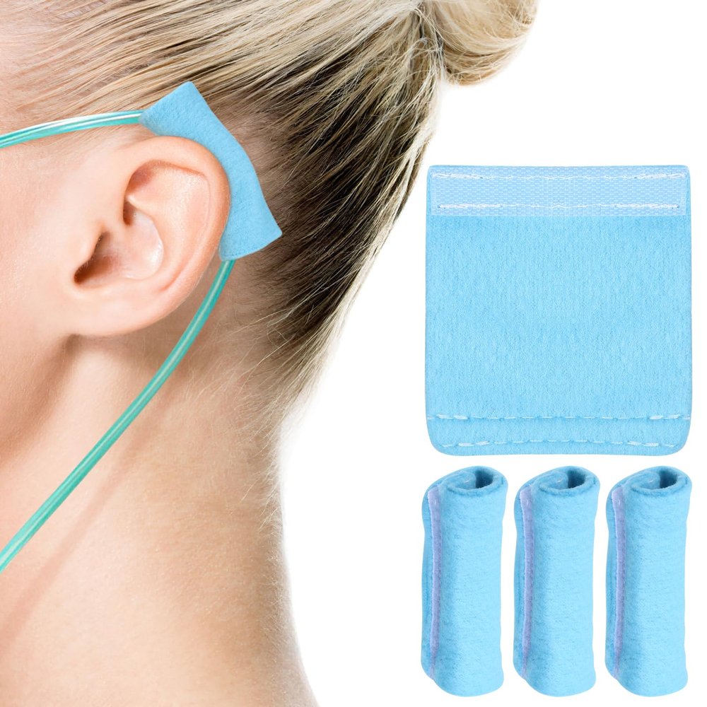 Healvian 4 Pack Nasal Cannula Ear Cushions Nasal Oxygen Covers Oxygen Tubing Ear Protectors Soft Ear Pads for Oxygen Users to Ear Soreness Cheek Indentation Discomfort