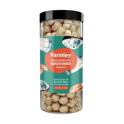 Farmley Makhana Healthy Protein Snacks | Gluten Free Plant Based Roasted & Flavoured Crisps (Pack of 1) | Fox Nuts | High Fiber | Healthy Snacks | Popped Lotus Seed - Pure Himalayan Salted | 3.20 Oz