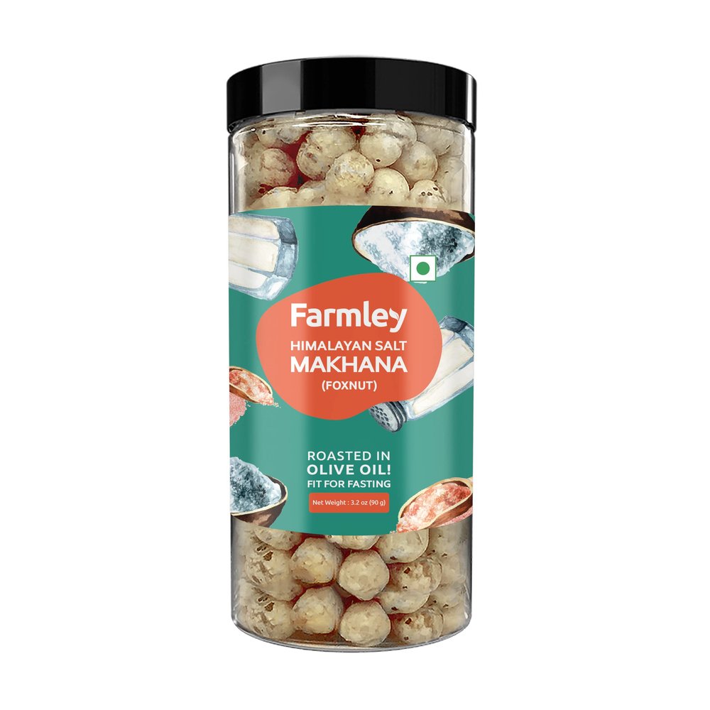 Farmley Makhana Healthy Protein Snacks | Gluten Free Plant Based Roasted & Flavoured Crisps (Pack of 1) | Fox Nuts | High Fiber | Healthy Snacks | Popped Lotus Seed - Pure Himalayan Salted | 3.20 Oz