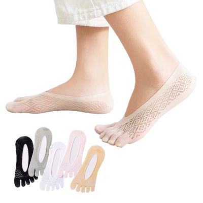 Qauxbul 5 Pairs Sock Align Toe Socks for Bunion, Orthopedic Compression Toe Sock Women, No Show Low Cut Five Finger Socks (Toe Socks-A)