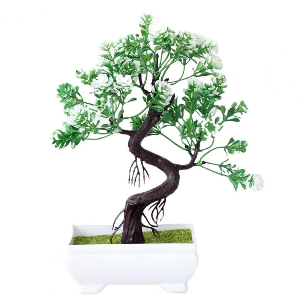 HXSCOO Faux Bonsai No-Watering Lightweight Decorative Beautiful Faux Flower Bonsai Fake Bonsai Faux Bonsai (Color : White)