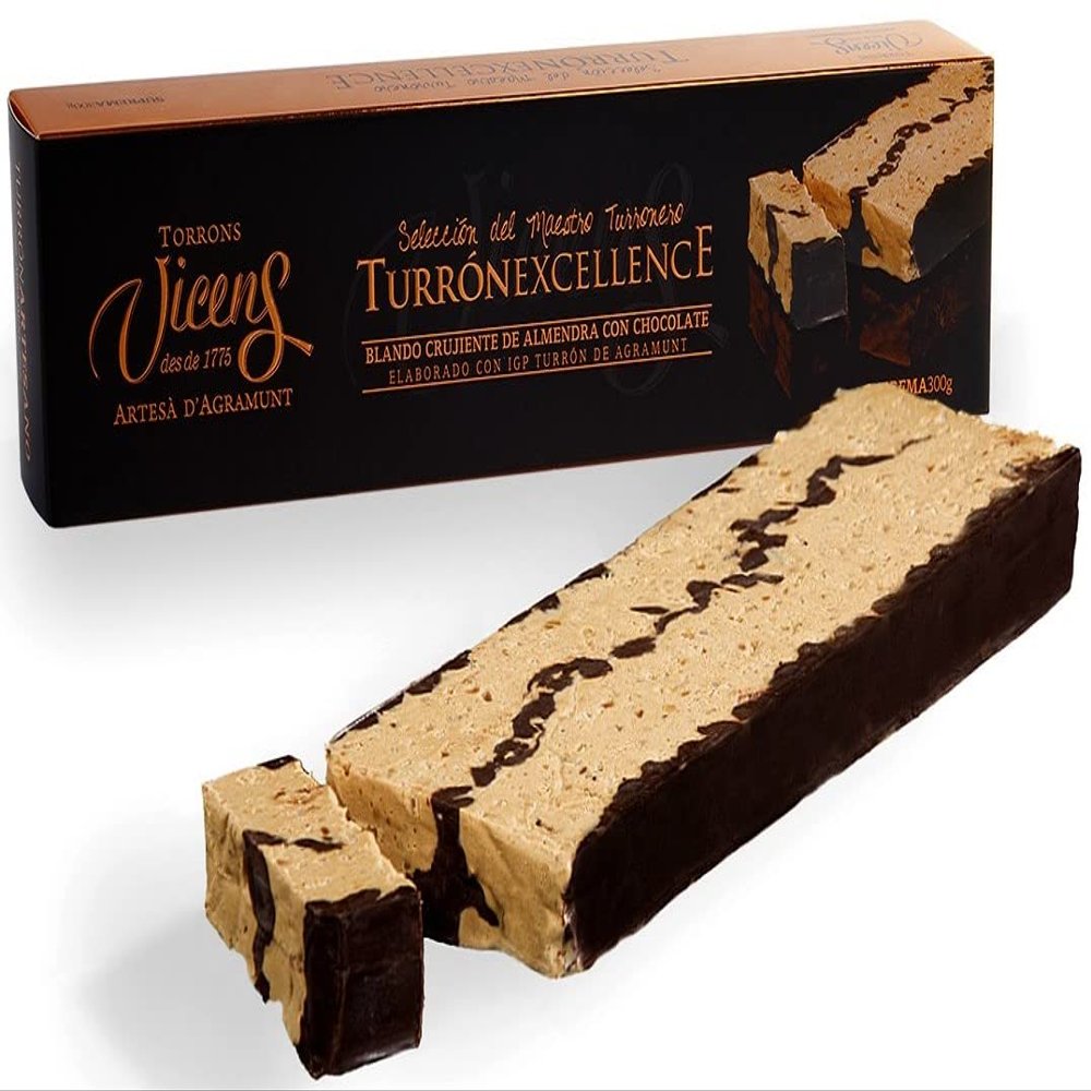 Vicens Agramunt's Torrons - Excellence Collection - Soft Crunchy Almond Nougat with Chocolate - 10.58oz/ 300gr