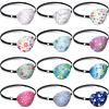 12 Pcs Eye Patches for Kids Adjustable Single Eyepatch Reusable Cute Soft Girl Boy Eye Patch with Elastic Strap Cotton Colorful and Fun Designs for Left or Right Eyepatch, Various Patterns view 1