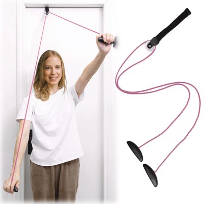 Shoulder Pulley Over The Door Physical Therapy System, Exercise Pulley, Alleviate Shoulder Pain and Facilitate Recovery from Surgery (Pink)