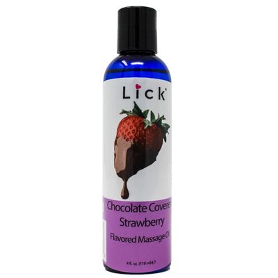 Lick Chocolate Covered Strawberries Massage Oil  Gourmet Dessert Edible Massage Oil with Almond Oil & Vitamin E, Luxurious Glide for Romantic Couples Massage, 4 oz