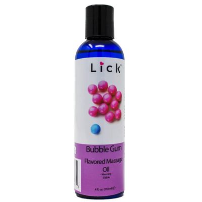 Lick Bubble Gum Flavored Massage Oil  Candy-Inspired Edible Massage Oil with Sweet Almond Oil & Vitamin E, Playful Smooth Glide for Couples Massage, 4 oz