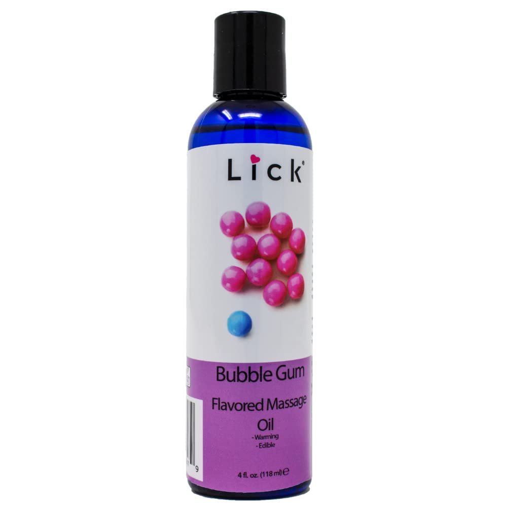 Lick Bubble Gum Flavored Massage Oil  Candy-Inspired Edible Massage Oil with Sweet Almond Oil & Vitamin E, Playful Smooth Glide for Couples Massage, 4 oz