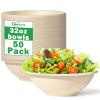 32oz Large Paper Bowls - 50 Pack Heavy Duty, Biodegradable & Microwavable - Eco Friendly Bagasse Bowls for Hot Soup, Milk, Cereals, Snacks & Salads view 1