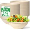 32oz Bowls Disposable Heavy Duty, Compostable Paper Bowls, Large Disposable Bowls 100 Pack, Deep Paper Soup Bowls For Hot And Cold Food, Biodegradable Bowls Made of Sugarcane for Salad Cereal Snacks view 1