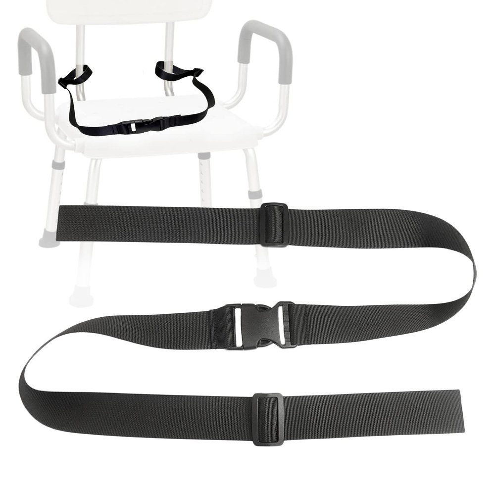 Elderly Shower Chair Seat Anti-Slip Belt, Universal Bath Bench Protection Strap Nursing Care Supplies for Disabled Patient Bedridden (1.9" W, Black)