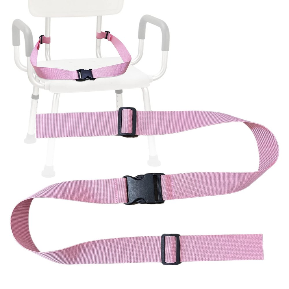 Elderly Shower Chair Seat Anti-Slip Belt, Universal Bath Bench Protection Strap Nursing Care Supplies for Disabled Patient Bedridden (1.9" W) (Pink)