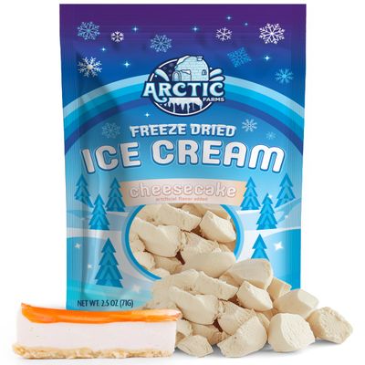 Arctic Farms Freeze Dried Ice Cream Bits Bagged and Boxed - Does Not Melt (Cheesecake, 2.5oz)