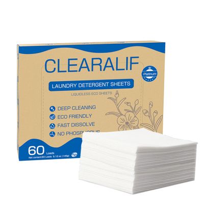 Laundry Detergent Sheets Up to 60 Loads, Fresh Linen - Great For Travel, Apartments, Dorms, No Plastic, Sustainable, Biodegradable-New Liquid-Less Technology - Lightweight