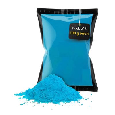 Store Indya Holi Powder Pack of 3 (100g each) Non Toxic Herbal Holi Color Powder, Bright Safe and Washable Organic Formula Holi Colors for Party, Decorations & Festival Celebration | Blue