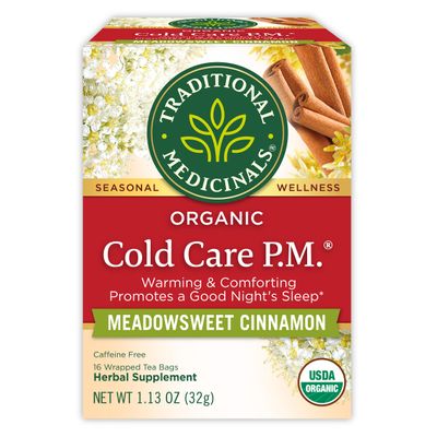 Traditional Medicinals Organic Cold Care PM, Get a Good Night's Sleep - Kosher, Non-GMO, Caffeine-Free - 16 Tea Bags
