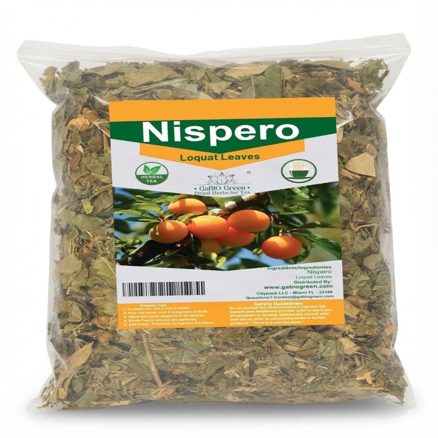 Nispero, hojas para Tea Bulk 1 Pound (16oz) Nispero Leaves, 100% Natural, eriobotrya Japonica (Loquat Leaves Tea) (16oz)