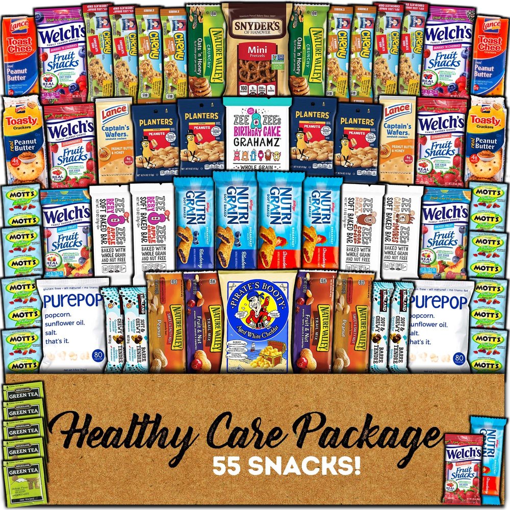 CRAVEBOX Healthy Snack Box Care Package (55 count) Valentines Variety Snacks Pack - College Back to School
