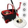 Easy Spin Dry Floor Mop Stainless Steel Bucket with Wheels Cleaning System Hands Free Adjustable Mop with 3 Extra Refills Mop Washable Head Microfiber view 1