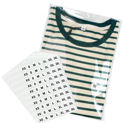 PigPotParty 9" x 12" Clear Plastic T-Shirt Bags with Clothing Size Stickers, 100 Pcs Cellophane Shirt Sleeves Packaging Bags for Small Business, Thick, Self-adhesive & Resealable