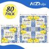 AnyDesign 80 Pack Lemon Luncheon Napkins Disposable She Found Her Main Squeeze Paper Decorative Napkins Blue Tiles Print Dessert Dinner Hand Napkin for Buffet Party Supplies Decoration, 6.5 x 6.5 In view 2
