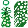 Whaline 160Pcs St. Patrick's Day Cellophane Treat Bags Shamrock Candy Cellophane Bag Plastic Goody Bags with Green Ribbon for Irish Holiday Party Favor Supplies Gift Packing Decoration, 5.1x10.6inch view 1