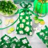 Whaline 160Pcs St. Patrick's Day Cellophane Treat Bags Shamrock Candy Cellophane Bag Plastic Goody Bags with Green Ribbon for Irish Holiday Party Favor Supplies Gift Packing Decoration, 5.1x10.6inch view 4