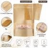 Geosar 300 Pcs Stand up Kraft Pouches with Window 6 x 9 Inch Kraft Paper Sealable Pouches with Notch Heat Sealable Resealable Bags for Small Business, Zipper Food Storage for Packaging, Snacks view 3