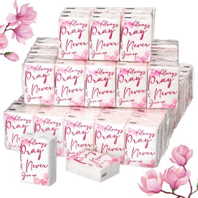 Spiareal 200 Pack Christian Travel Tissues Bulk 3 Ply Mini Bible Verse Individual Pocket Tissue Packs Travel Size Always Pray Never Give up Christian Gift for Wedding Party Homeless Gift Daily Use