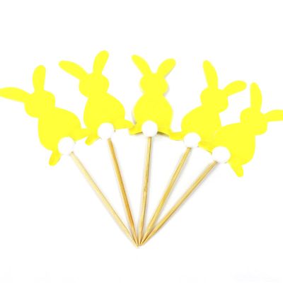 10PCS Creative Colorful Bunny Cake Toppers, Easter Party Decorations, Cake Topper, Easter Bunny Theme Spring Party Decorating Dessert Supplies for Easter, Birthday Party Supplies,Blue,Yellow